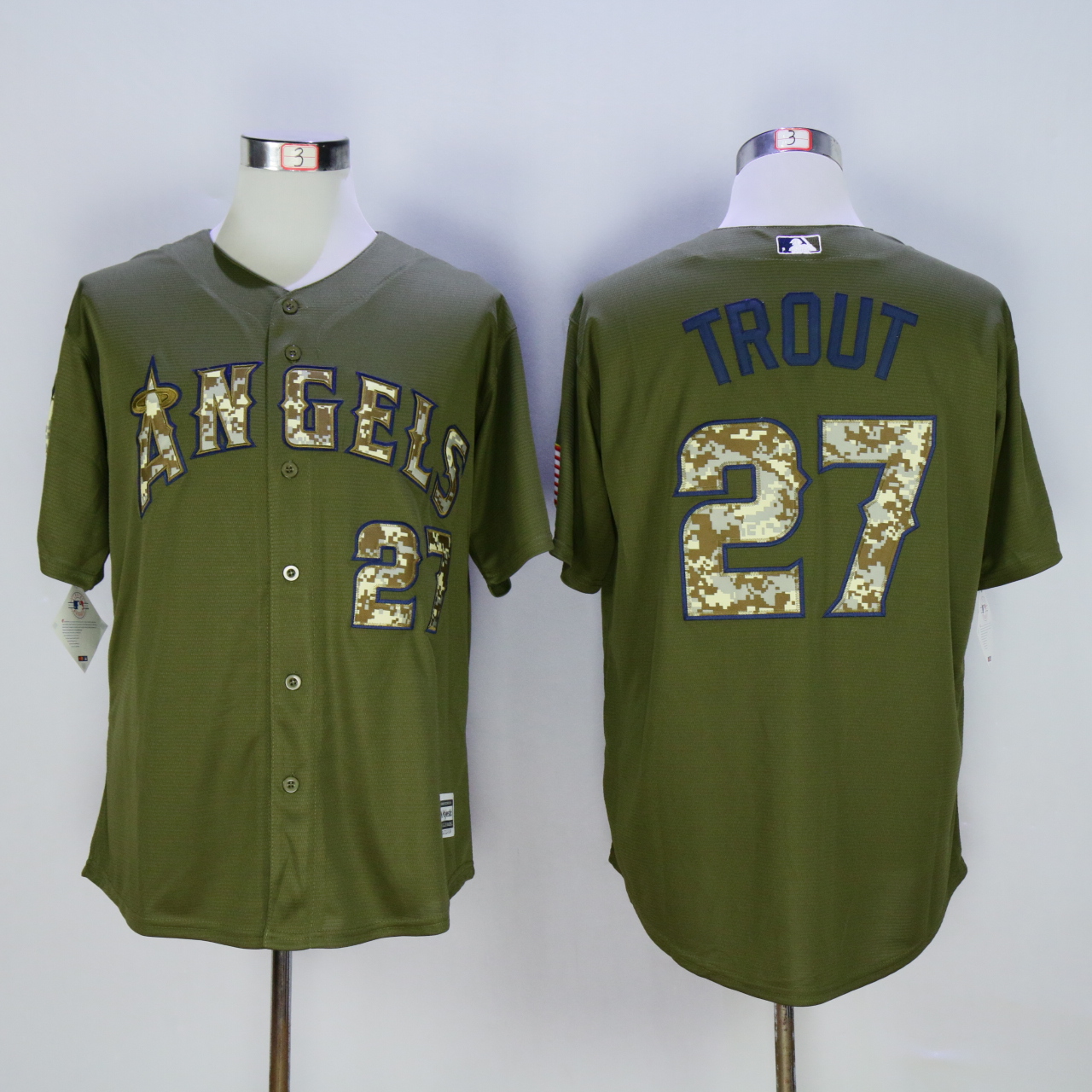 Men Los Angeles Angels 27 Trout Green MLB Jerseys